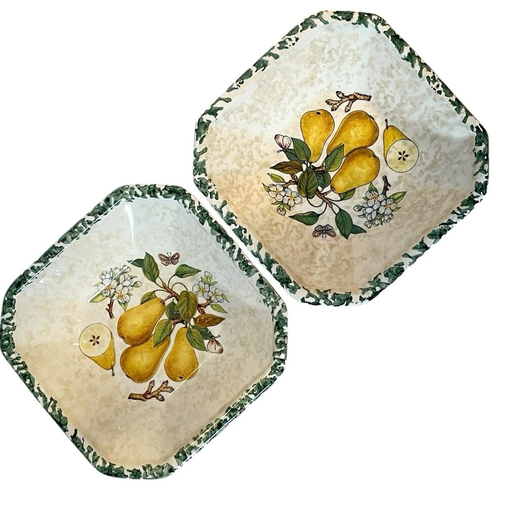 Set of 2 Vintage HIM7 Himark Heavy Square Pears Bowls – Made in Italy